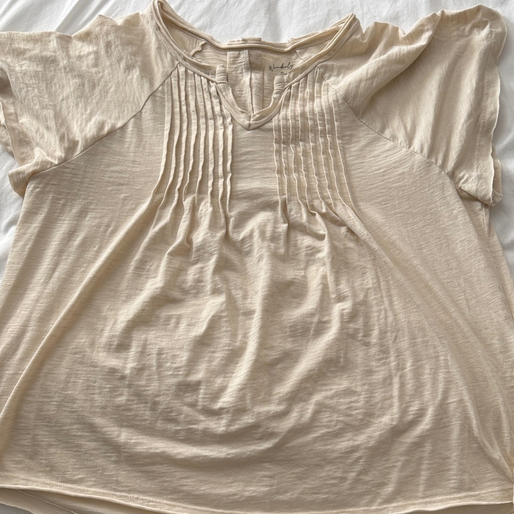 Wonderly Cream Pleated Blouse